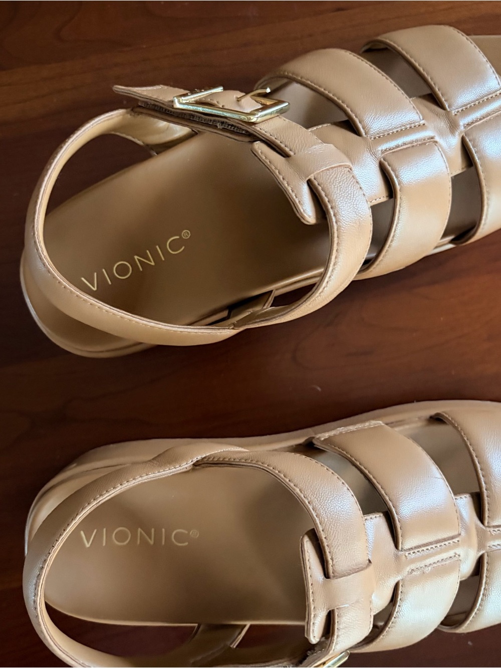 Vionic Tan Leather Platform Slide Sandals with Buckle “Delano” 8.5/39. EUC! - Picture 4 of 11